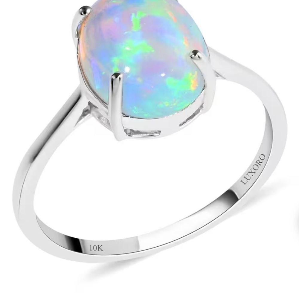 Ethiopian Welo Opal 2.40 Carat Ring In 10k White Gold Certification & Appraisal